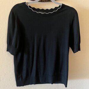 Ann Taylor Black Blouse with White Trim